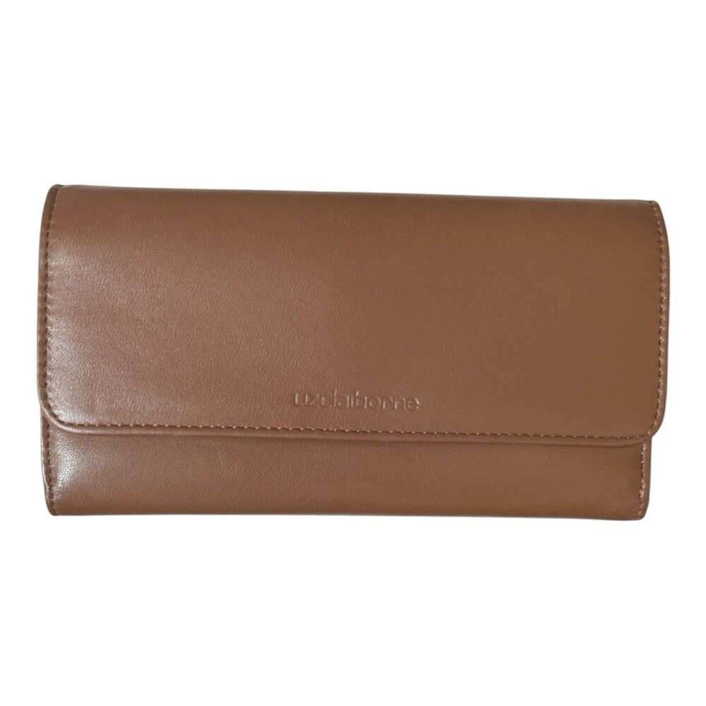 Vintage 1990s Liz Claiborne Trifold Wallet Brown 7-3/4 x 4"